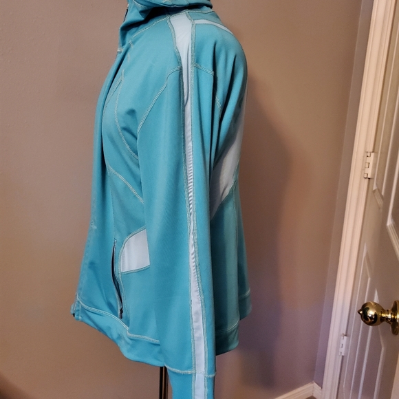 XL Tangerine Teal Athletic Zip- up Jacket - Picture 4 of 9